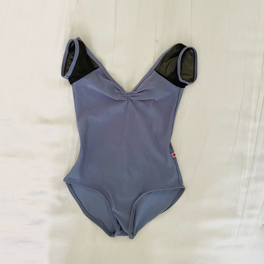blue yumiko cap sleeve ballet leotard